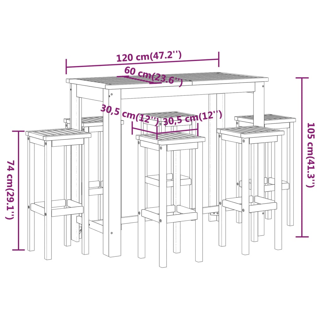 7 Piece Garden Bar Set Solid Wood Acacia , Furniture -> Outdoor Furniture -> Outdoor Furniture Sets , Durable,eligant,Furniture -,Home & Garden -,Modern Design,new-305021,Outdoor Furniture -,Outdoor Furniture Sets,Wooden Furniture