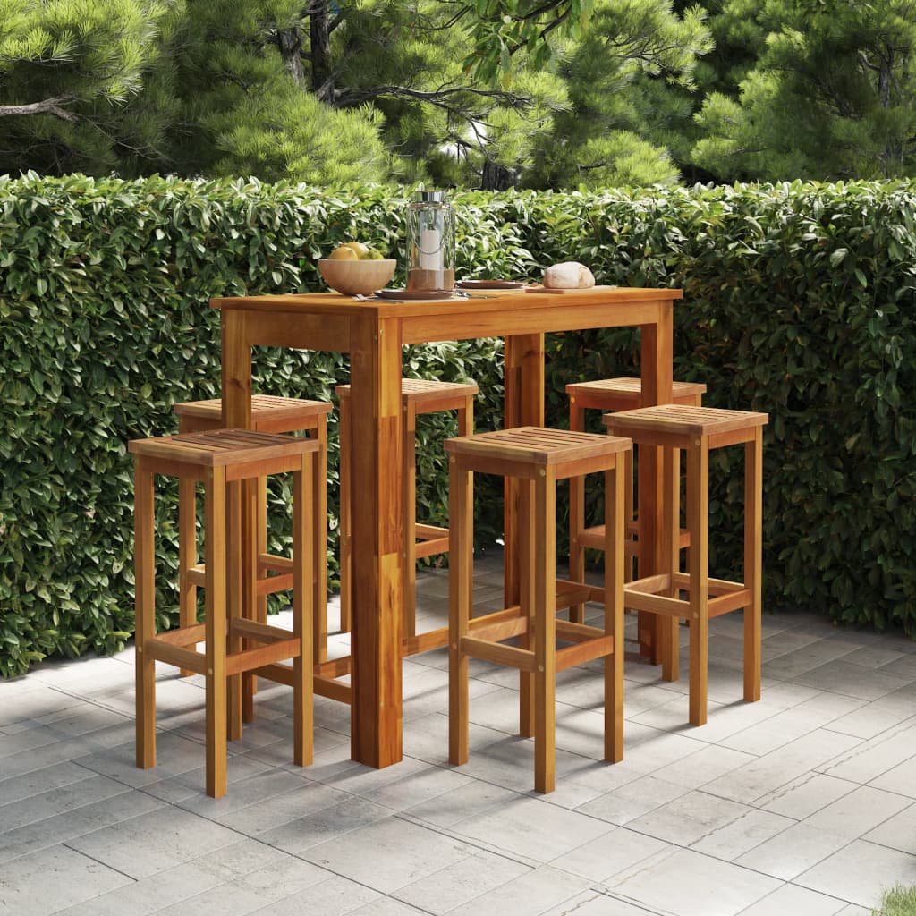 7 Piece Garden Bar Set Solid Wood Acacia , Furniture -> Outdoor Furniture -> Outdoor Furniture Sets , Durable,eligant,Furniture -,Home & Garden -,Modern Design,new-305021,Outdoor Furniture -,Outdoor Furniture Sets,Wooden Furniture