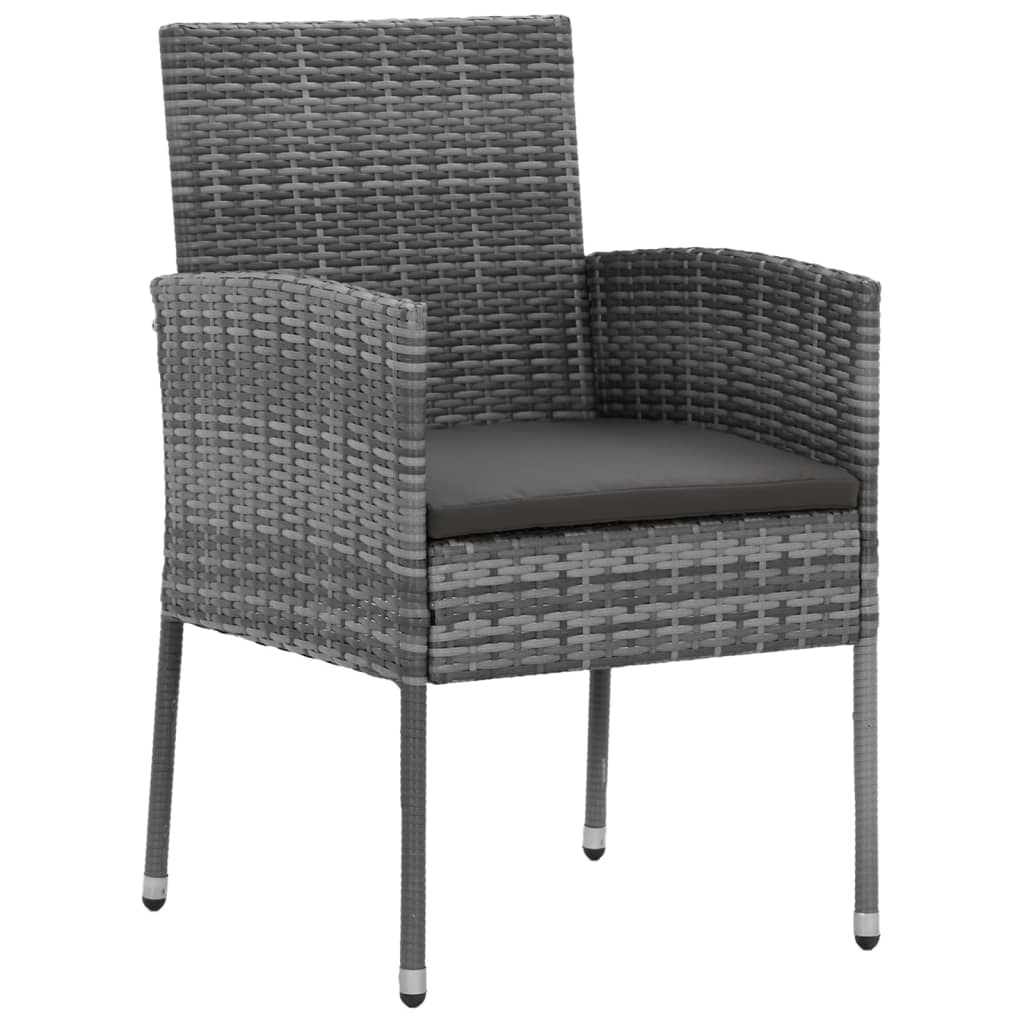 3 Piece Outdoor Dining Set Poly Rattan Grey