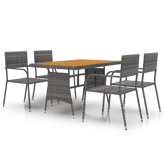 5 Piece Outdoor Dining Set Poly Rattan