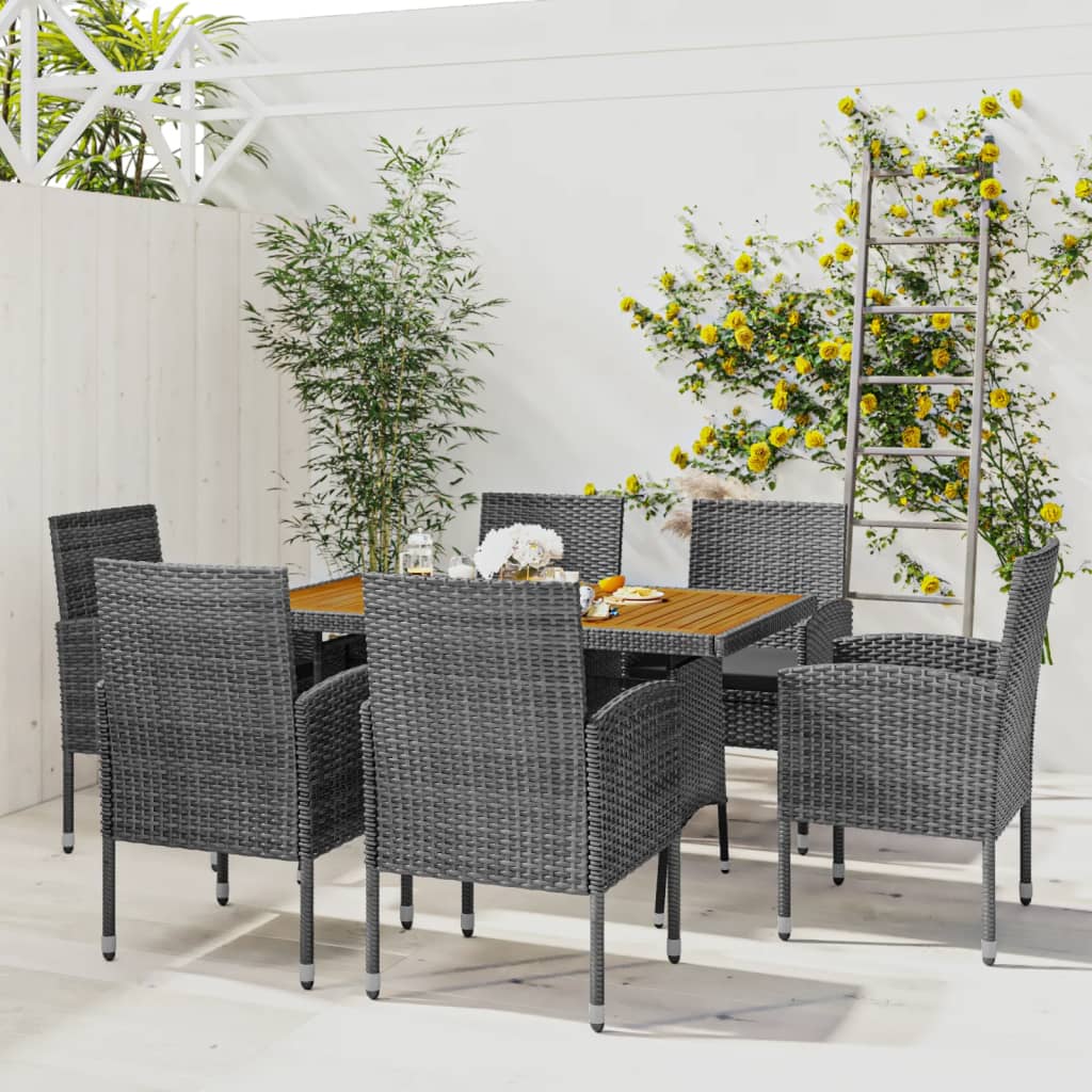 9 Piece Outdoor Dining Set Poly Rattan , Furniture -> Outdoor Furniture -> Outdoor Furniture Sets , black,Comfortable,Durable,Furniture -,gray,new-305021,Outdoor Chairs,Outdoor Furniture -,Outdoor Furniture Sets,Outdoor Living -,Outdoor Seating -,Outdoor