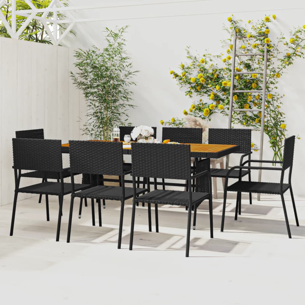 9 Piece Outdoor Dining Set Poly Rattan , Furniture -> Outdoor Furniture -> Outdoor Furniture Sets , black,Chairs -,Durable,eligant,Furniture -,Home & Garden -,Modern Design,new-305021,Outdoor Furniture -,Outdoor Furniture Sets,Outdoor Tables,poly rattan,S