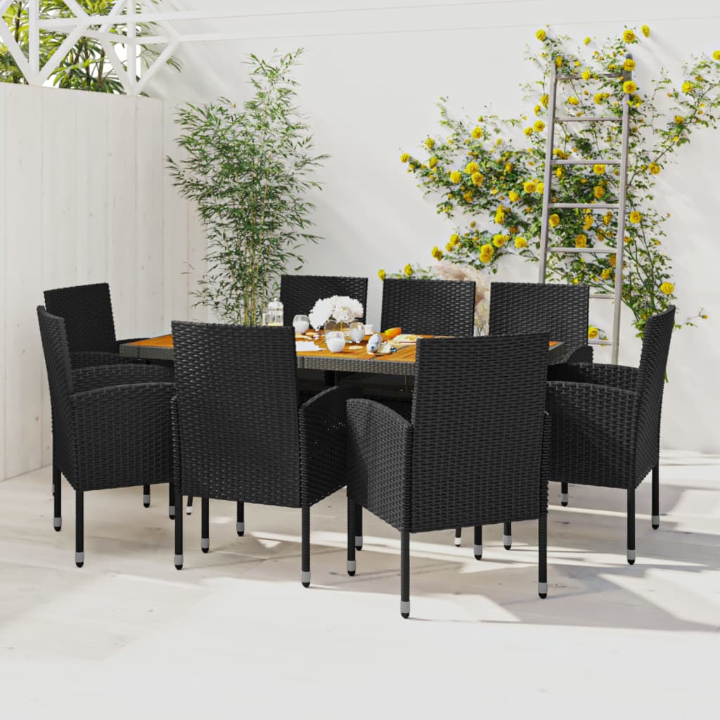 9 Piece Outdoor Dining Set Poly Rattan , Furniture -> Outdoor Furniture -> Outdoor Furniture Sets , black,Comfortable,Durable,Furniture -,gray,new-305021,Outdoor Chairs,Outdoor Furniture -,Outdoor Furniture Sets,Outdoor Living -,Outdoor Seating -,Outdoor