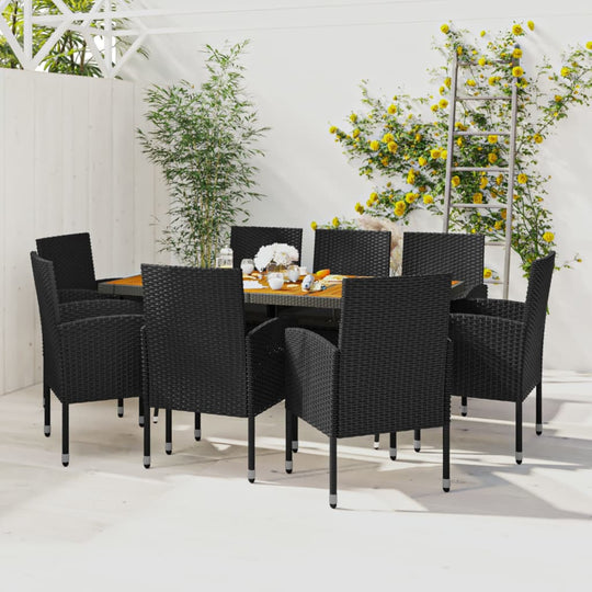 9 Piece Outdoor Dining Set Poly Rattan , Furniture -> Outdoor Furniture -> Outdoor Furniture Sets , black,Comfortable,Durable,Furniture -,gray,new-305021,Outdoor Chairs,Outdoor Furniture -,Outdoor Furniture Sets,Outdoor Living -,Outdoor Seating -,Outdoor