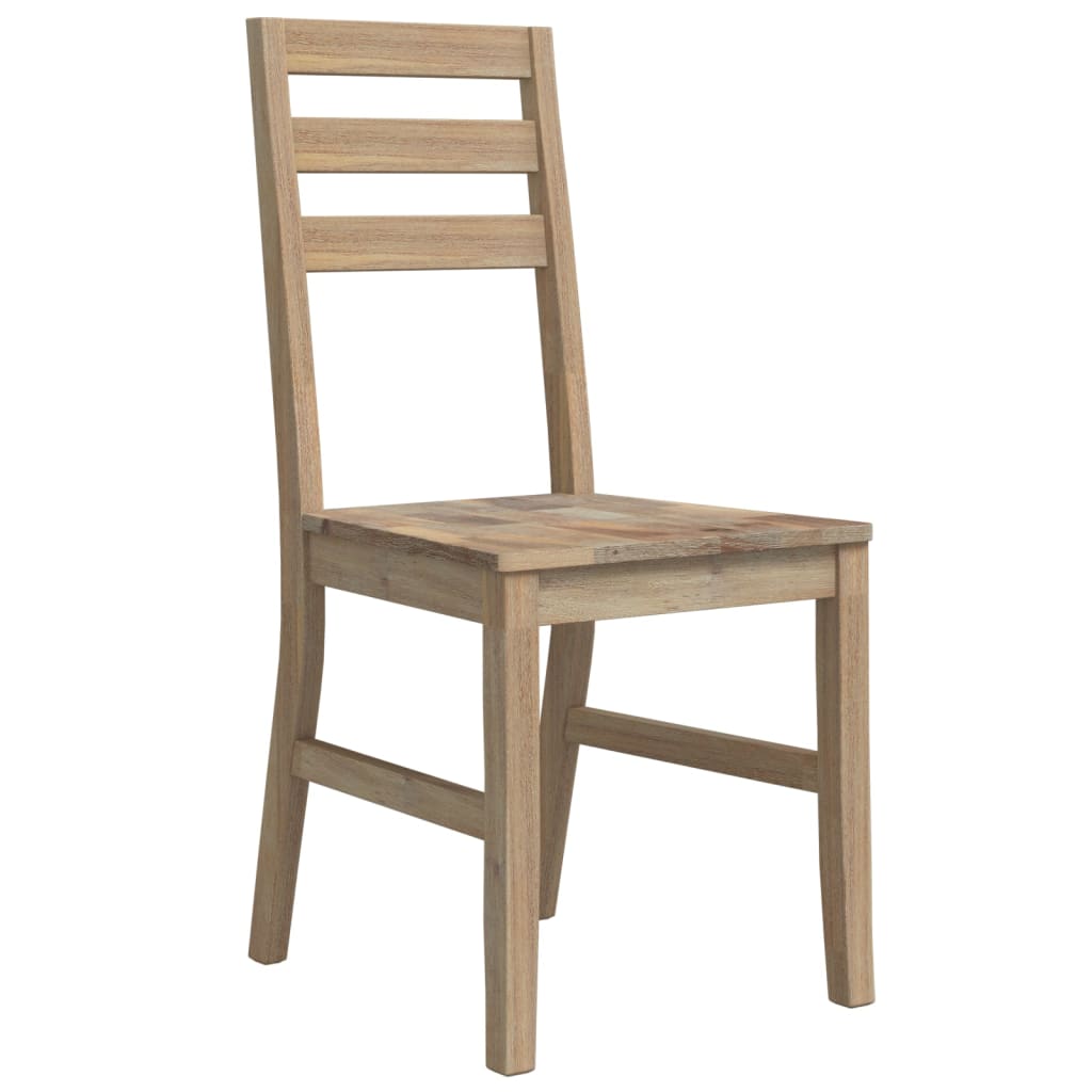 Solid acacia wood dining chair with a modern design and sturdy slatted backrest, perfect for any dining room.