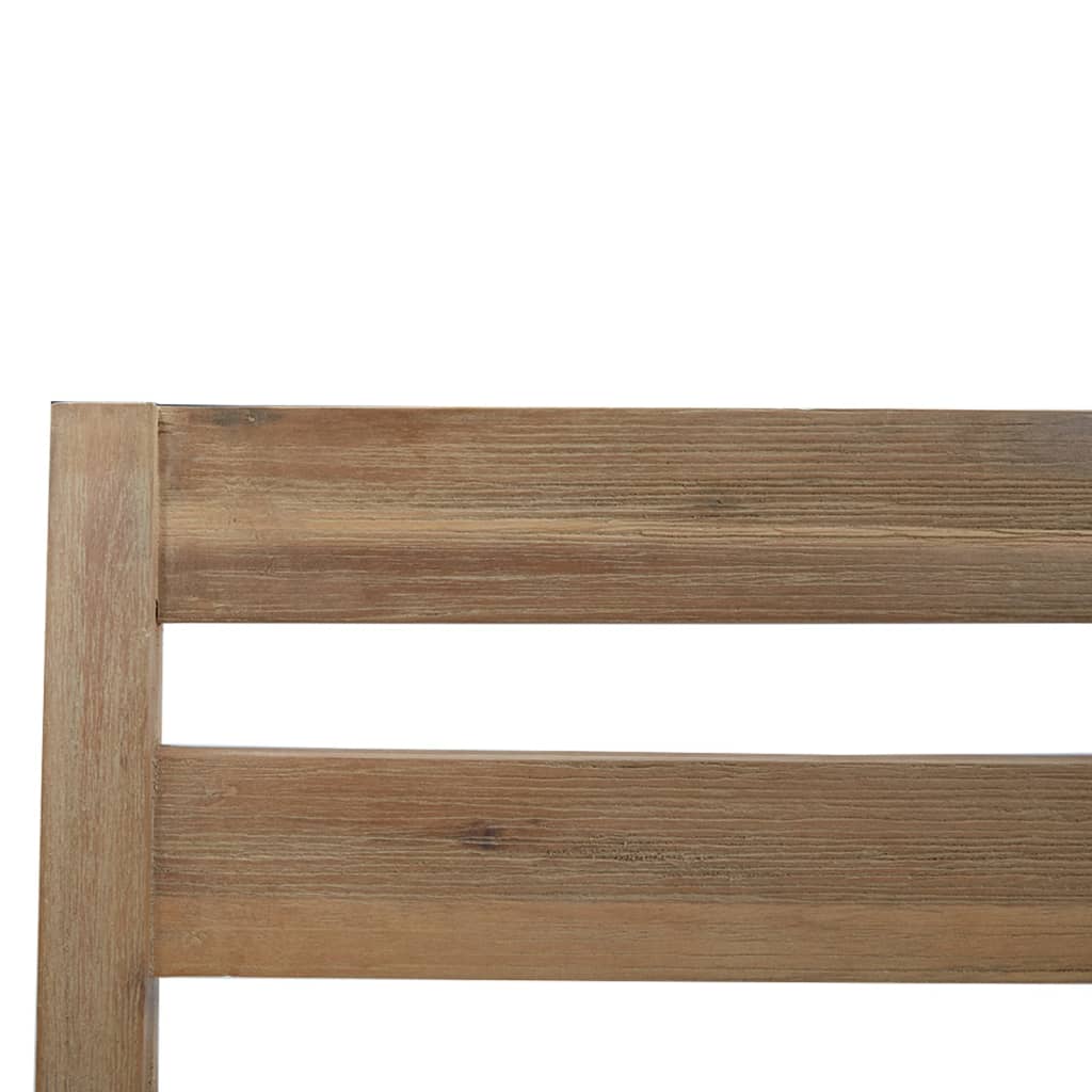 Close-up of a solid acacia wood dining set, showcasing its sturdy, natural wood slats and modern design.