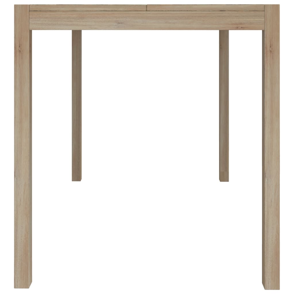 Solid acacia wood dining table with a sturdy frame, featuring a spacious tabletop and modern design.