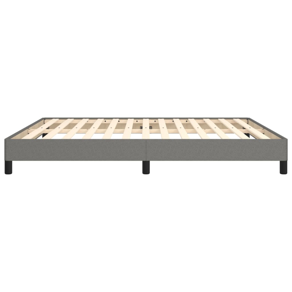 Dark grey bed frame without mattress, 180x200 cm super king size, featuring sturdy plywood slats and supportive legs.