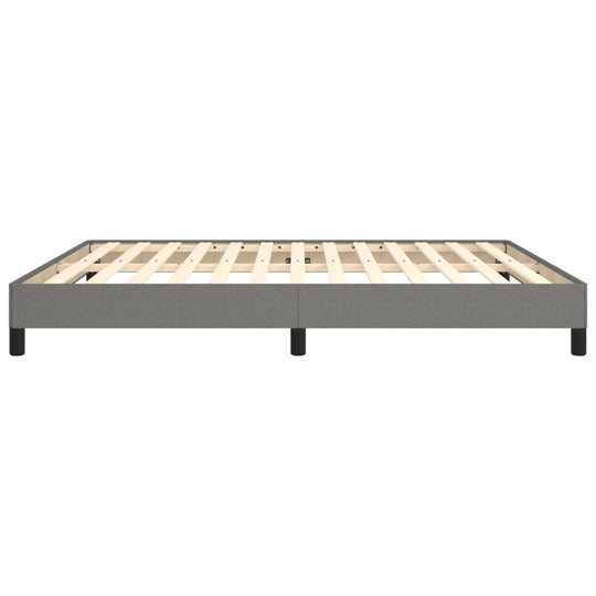 Dark grey bed frame without mattress, 180x200 cm super king size, featuring sturdy plywood slats and supportive legs.