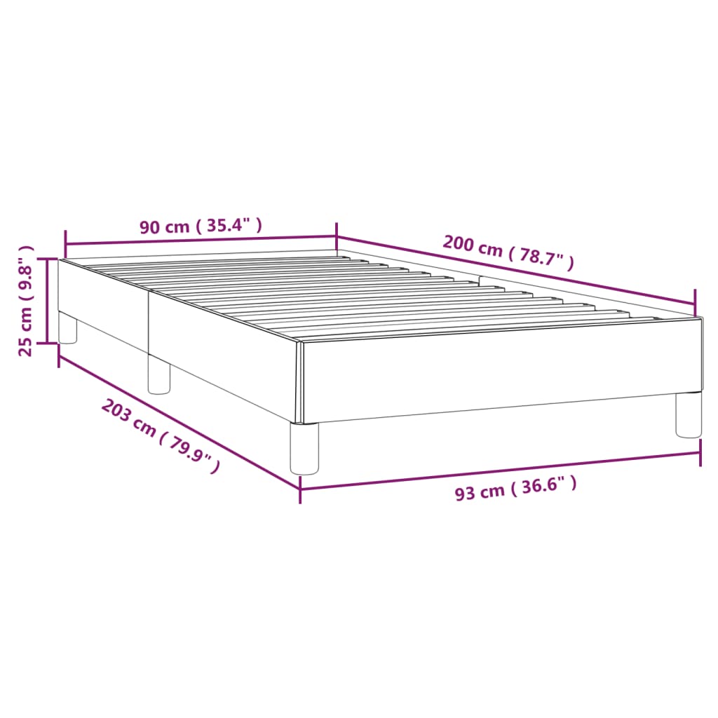 Bed Frame without Mattress Dark  90x200 cm Fabric