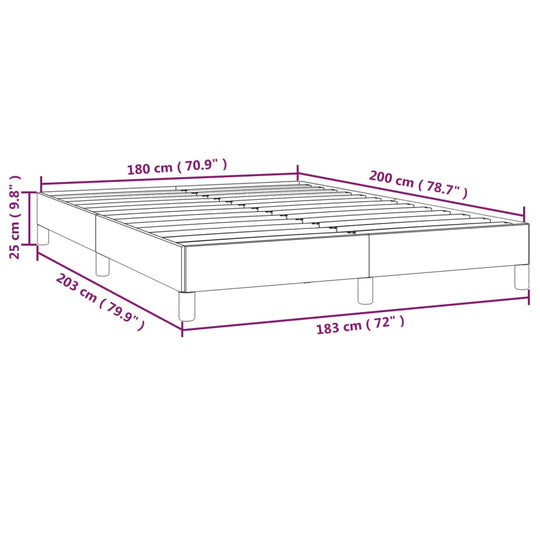 Bed Frame without Mattress Light 180x200 cm Super King Velvet dimensions diagram