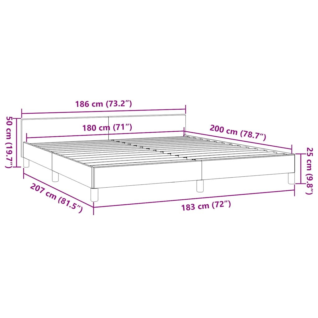Bed Frame without Mattress Dark  180x200 cm Super King Fabric