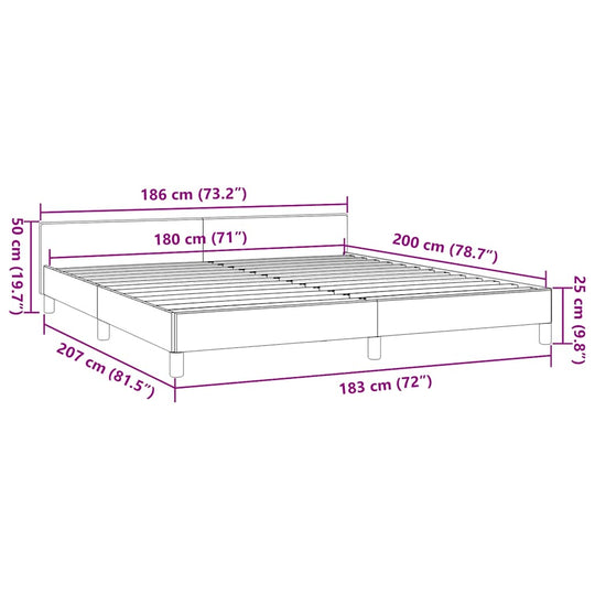 Bed Frame without Mattress Dark  180x200 cm Super King Fabric