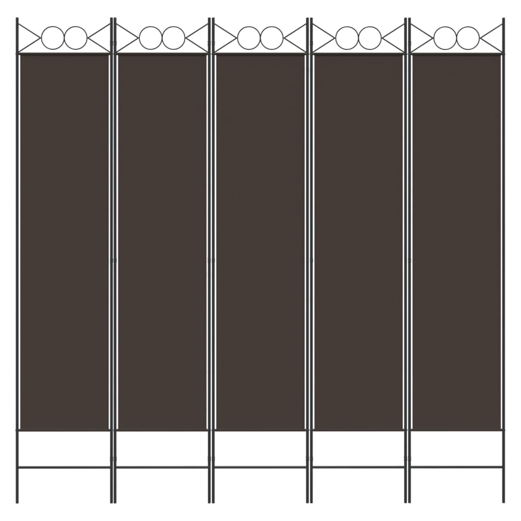 5-panel brown fabric room divider for privacy, suitable for home decor and furniture arrangements.