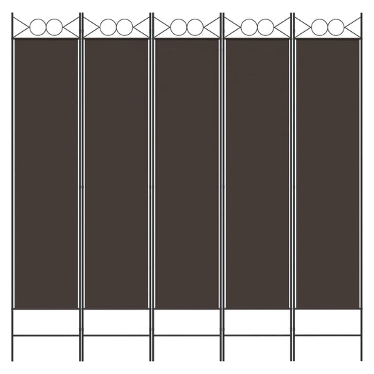 5-panel brown fabric room divider for privacy, suitable for home decor and furniture arrangements.