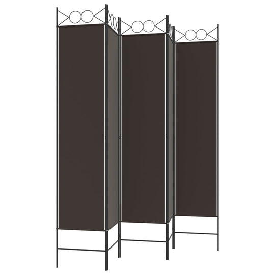 Brown 5-panel room divider, 200x200 cm fabric, perfect for creating private spaces and blocking sunlight. Ideal for furniture arrangement.