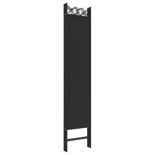 6-Panel Room Divider 240x200 cm Fabric in black with decorative top, ideal for privacy and sunlight blocking.