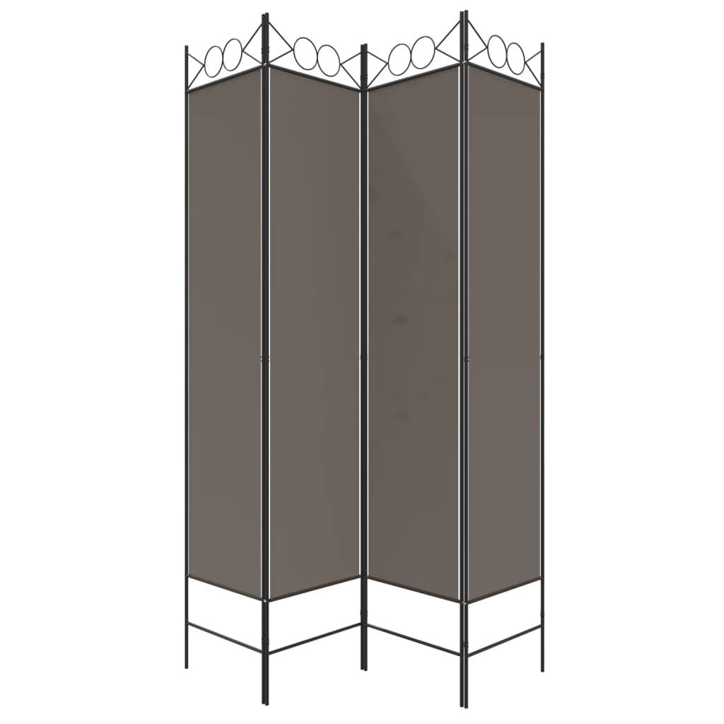 4-Panel Room Divider 160x220 cm Fabric in a dark tone with metal frame, providing privacy and blocking sunlight. Ideal for separating spaces.