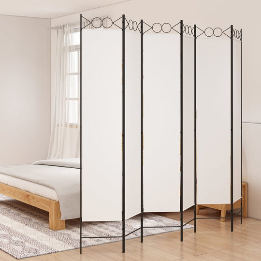 6-Panel Room Divider 520x180 cm Fabric , Furniture -> Room Dividers , Divider,Durable,eligant,Furniture -,gray,Home & Garden -,Luxury Furniture,Modern Design,new-305021,Room Dividers,Stylish,Unique Design,white