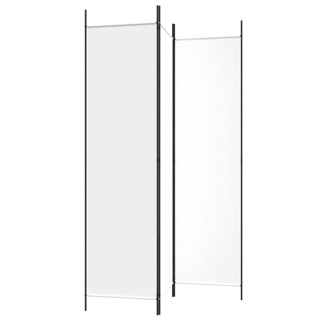3-Panel Room Divider 150x200 cm Fabric in white, ideal for creating private spaces and blocking sunlight.