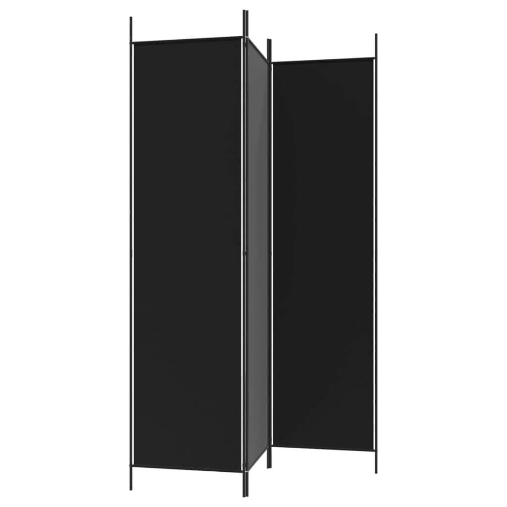 3-Panel Room Divider Black 150x200 cm Fabric