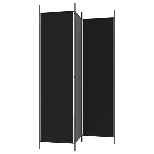 3-Panel Room Divider Black 150x200 cm Fabric