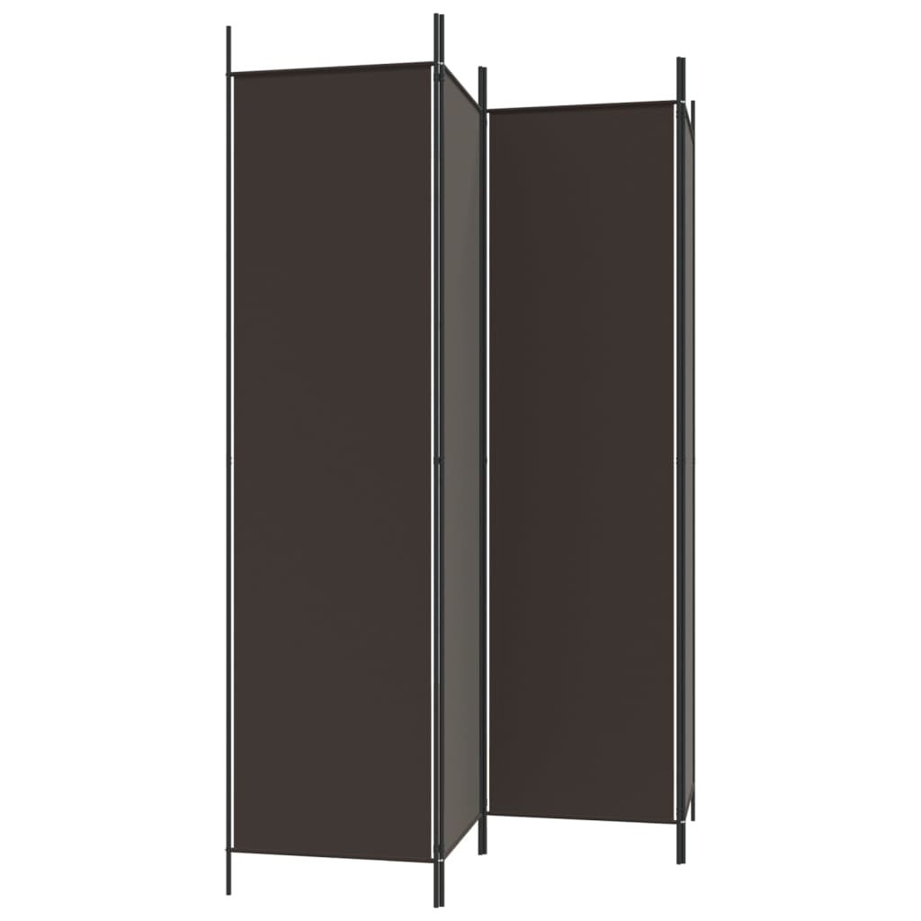 4-Panel Room Divider Brown 200x200 cm Fabric