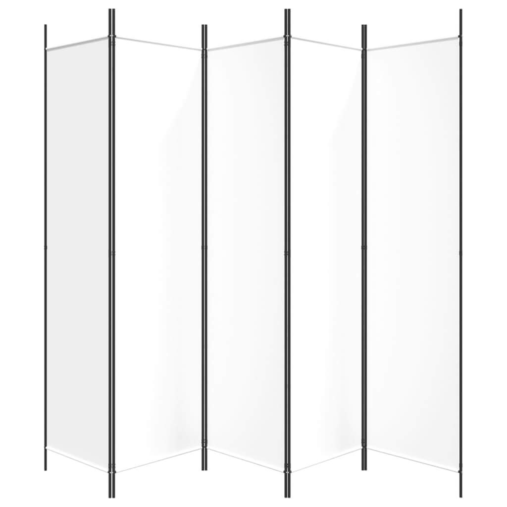 5-Panel Room Divider 250x200 cm Fabric featuring a sleek design with breathable fabric for privacy and sunlight blocking.