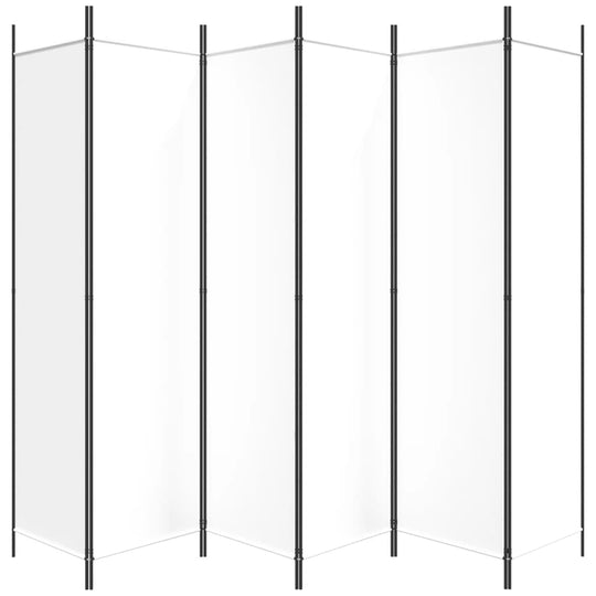 6-Panel Room Divider  300x200 cm Fabric featuring a stylish white finish for interior decoration.