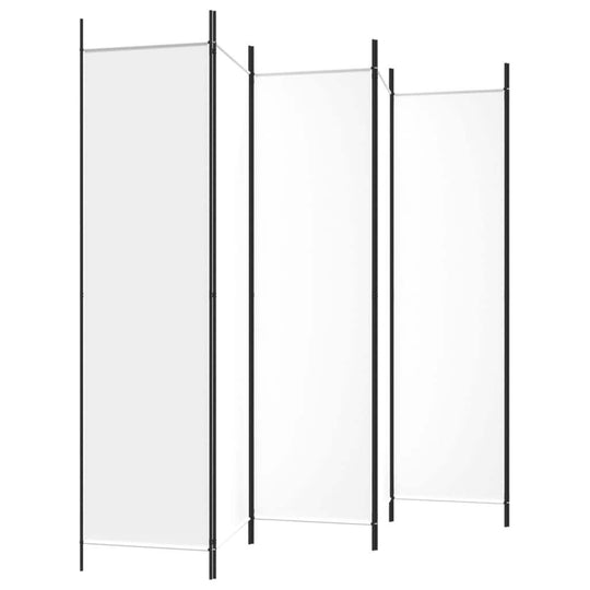6-Panel Room Divider 300x200 cm Fabric in modern design, stylish white folding screen for home or office.