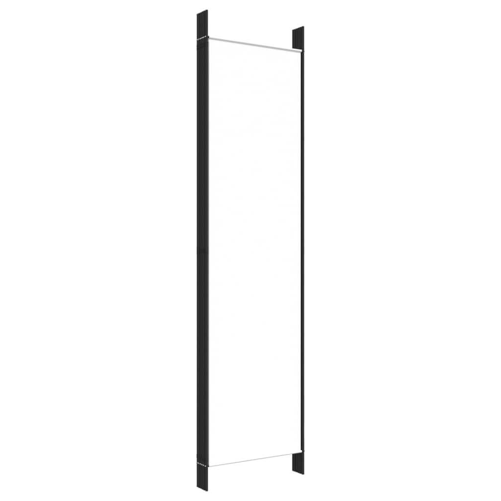 6-Panel Room Divider 300x200 cm Fabric with a minimalist black frame and clean white fabric.