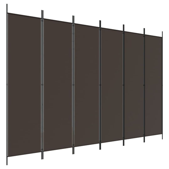 6-Panel Room Divider 300x200 cm Fabric in black, showing its durable breathable material and versatile design for privacy and sun blocking.