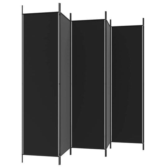 6-Panel Room Divider 300x200 cm Fabric in sleek black, designed for privacy and stylish space division.