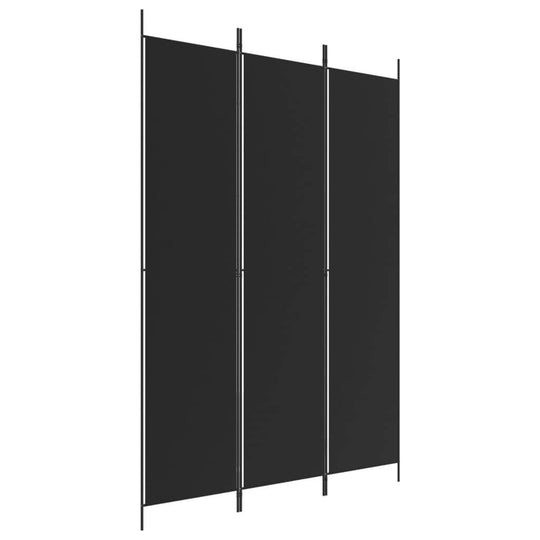 3-Panel Room Divider 150x220 cm Fabric in black, perfect for creating private spaces and blocking sunlight.