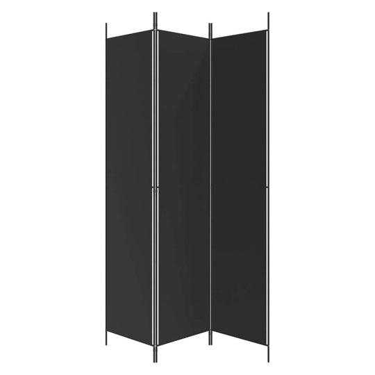 3-Panel Room Divider 150x220 cm Fabric in black, ideal for creating private spaces and blocking sunlight.