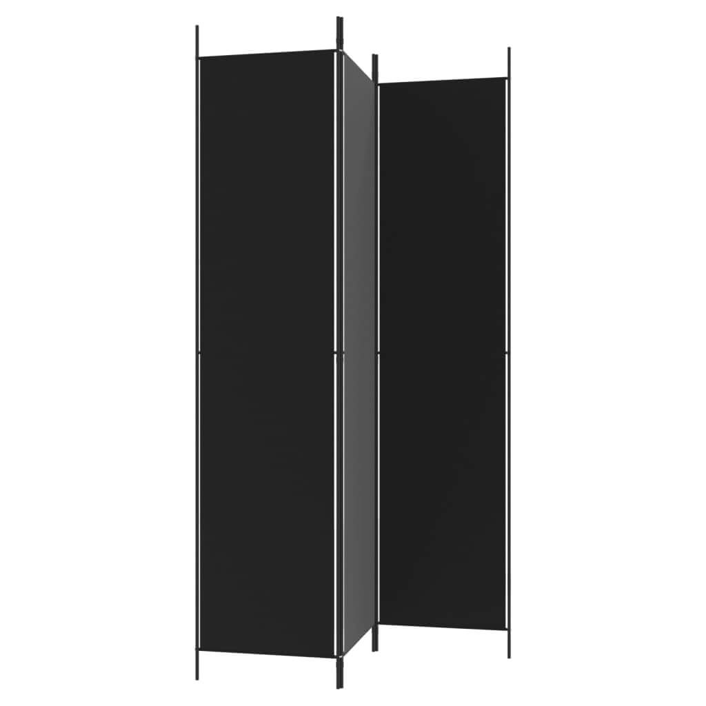 3-Panel Room Divider 150x220 cm Fabric in black color, perfect for creating private spaces in any room.