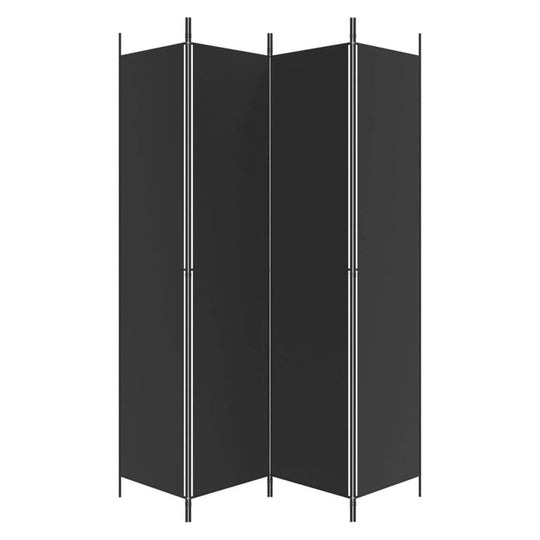 4-Panel Room Divider 200x220 cm Fabric, black durable fabric screen for privacy, versatile use in rooms and windows.