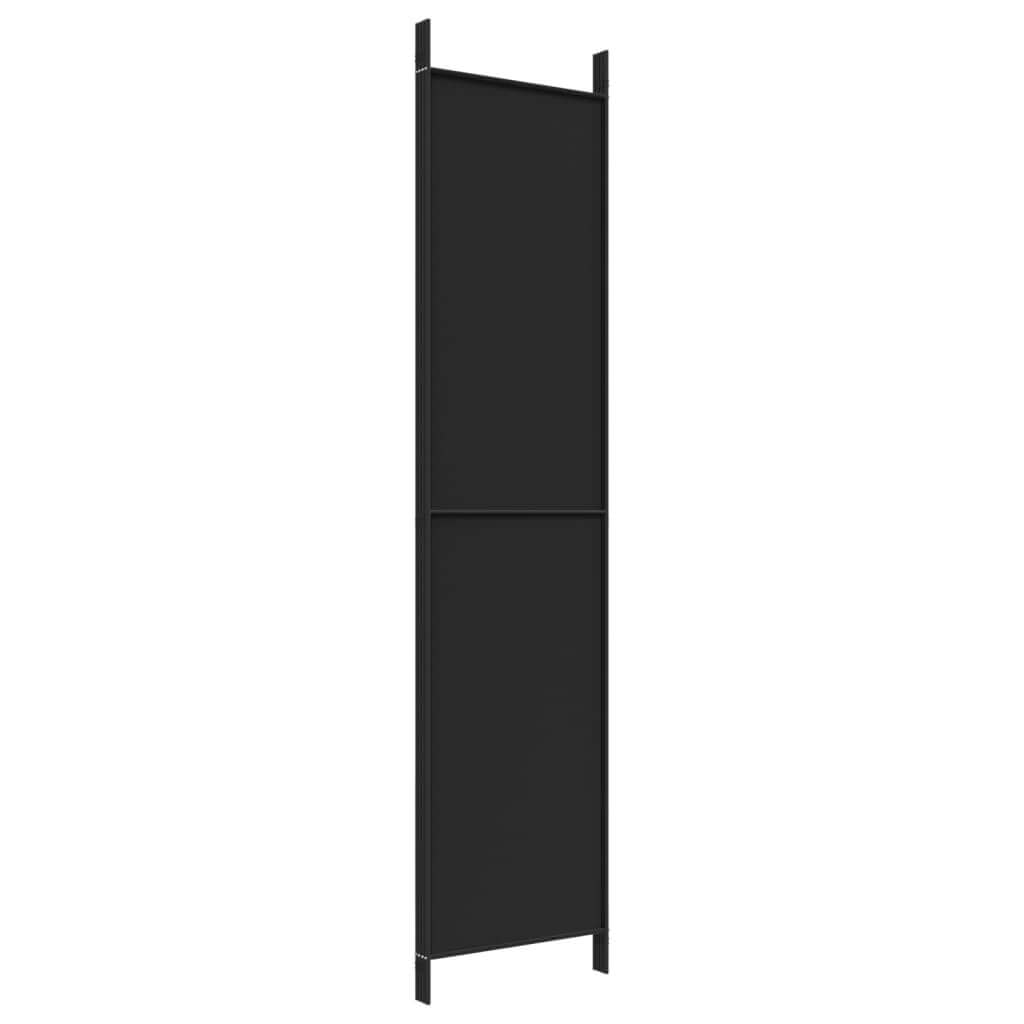 4-Panel Room Divider 200x220 cm Fabric in durable black fabric providing privacy and versatile use as room separator or window block.