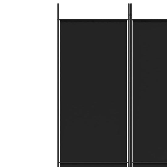 4-Panel Room Divider 200x220 cm Fabric, black fabric divider with metal frame, privacy screen for room separation and sunlight blocking.