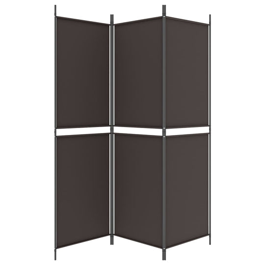 3-Panel Room Divider Brown 150x180 cm Fabric