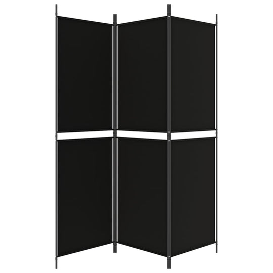 3-panel black room divider made of durable fabric, ideal for privacy in lounges, bedrooms, and outdoor spaces. مفروشات, أثاث.