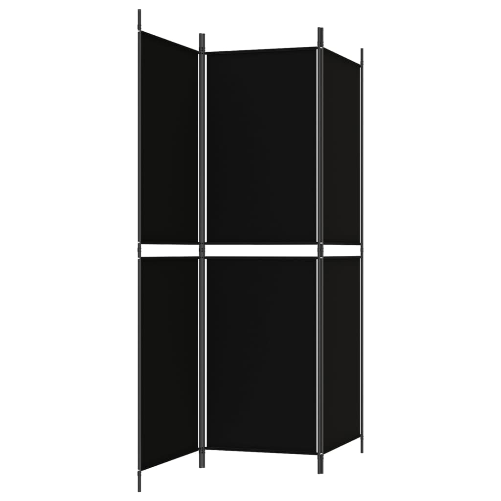 3-Panel Room Divider Black 150x180 cm Fabric