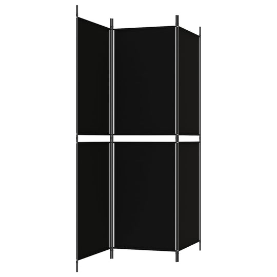 3-panel black room divider screen 150x180 cm, durable fabric for privacy, ideal for separating spaces in homes or offices.