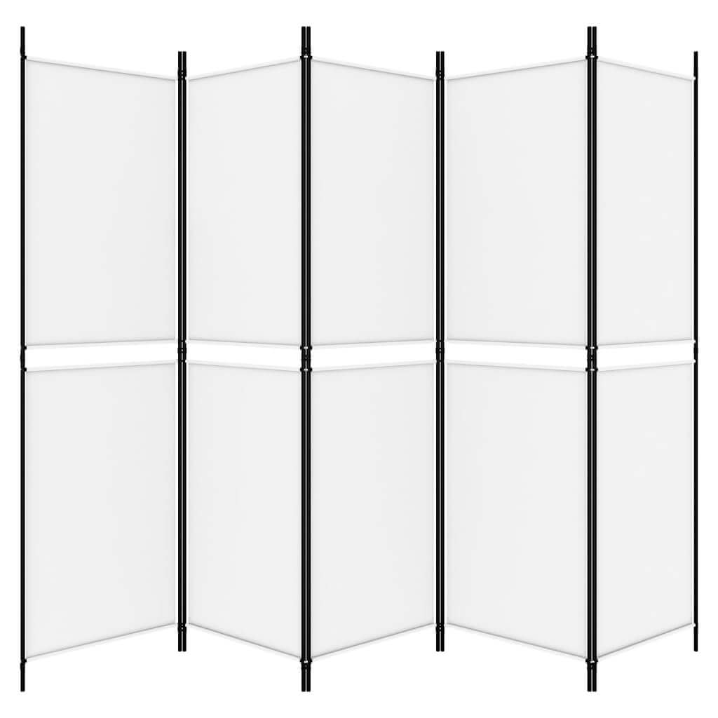 5-Panel Room Divider White 250x180 cm Fabric