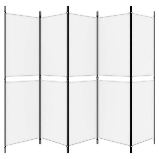 5-Panel Room Divider White 250x180 cm Fabric