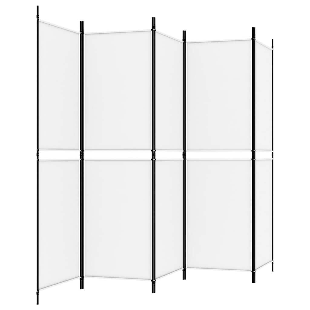 5-Panel Room Divider White 250x180 cm Fabric