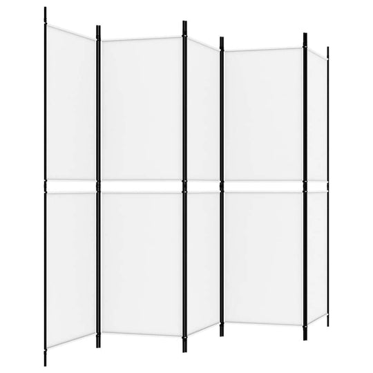 5-Panel Room Divider White 250x180 cm Fabric