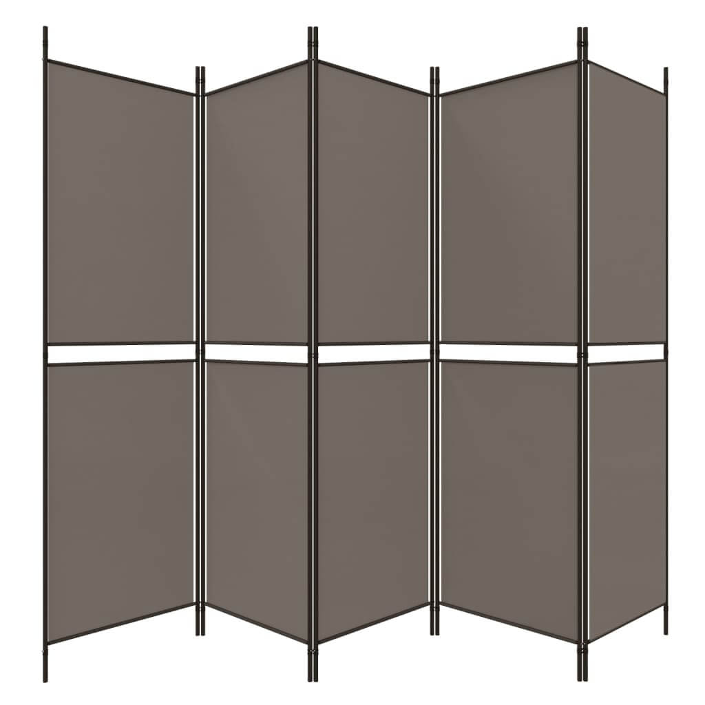 5-Panel Room Divider 250x180 cm Fabric in durable material, versatile for room separation and sunlight blocking.