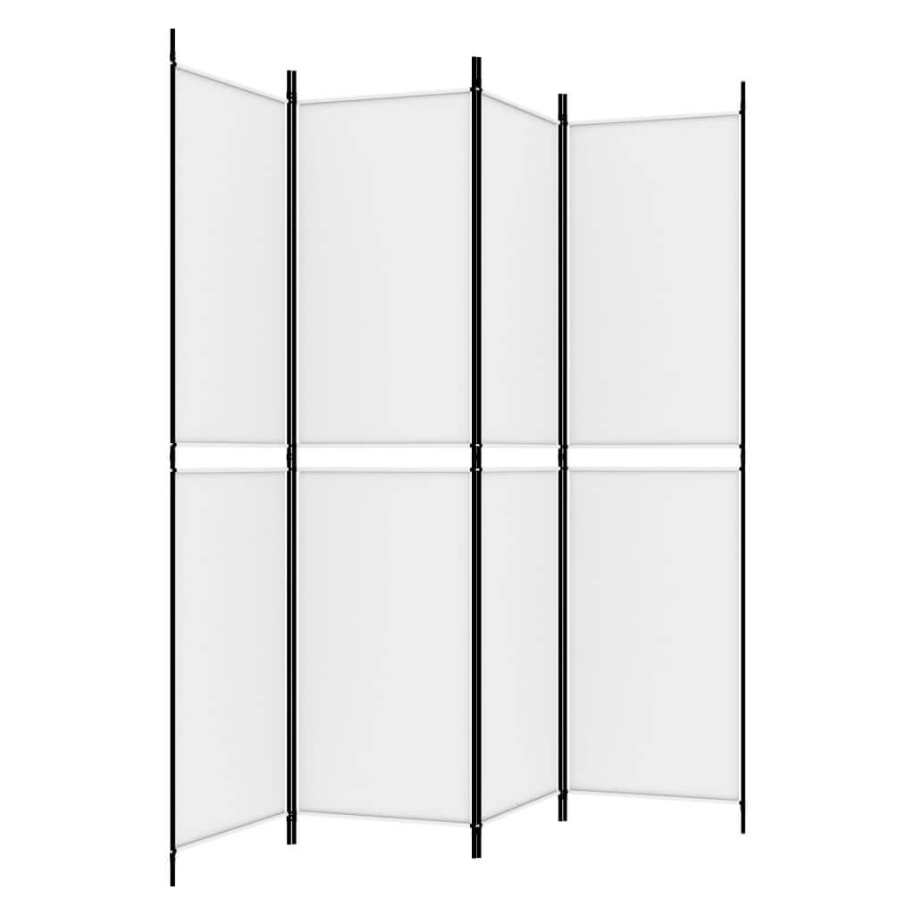 4-Panel Room Divider White 200x200 cm Fabric