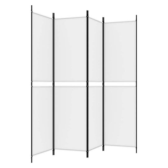 4-Panel Room Divider White 200x200 cm Fabric